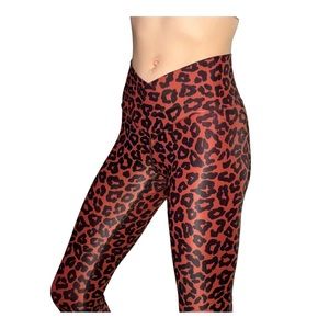 Beach Riot Ribbed Cara Legging Wine Leopard